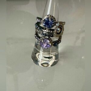 Sorrelli stacked crystal band ring Northern lights